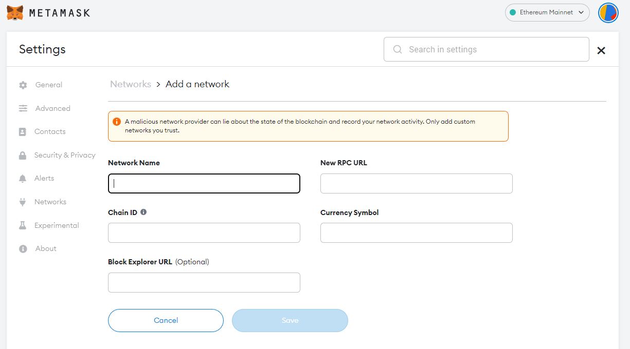 Polygon Matic in Metamask