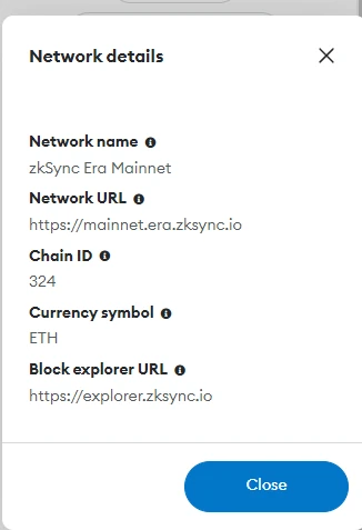 zksync era configuration in Metamask